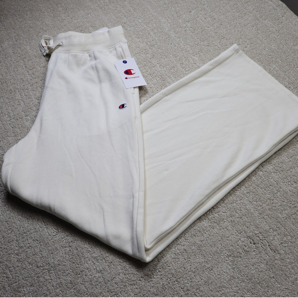 Champion Womens Puddle Pant Wide Leg Sweatpants Unbleached Cotton Small T2090